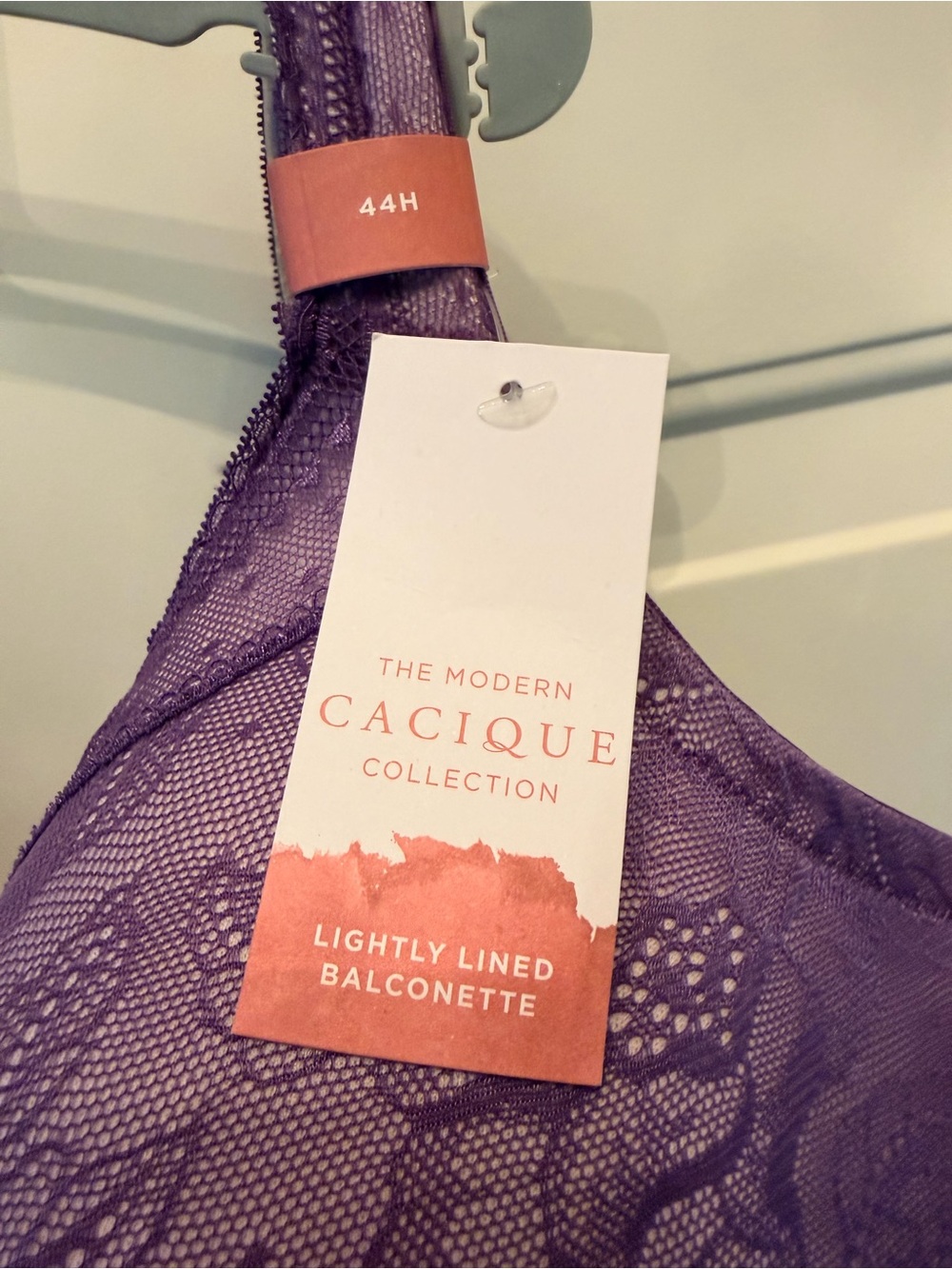 Cacique Purple Lace Full Coverage Bra Lightly Lined Balconette - Picture 2 of 4